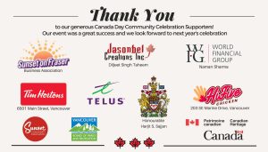 Thank you to our generous Canada Day Community Celebration Supportors!
