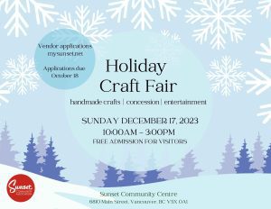 Holiday Craft Fair handmade crafts | concession | entertainment SUNDAY DECEMBER 17, 2023 10:00AM - 3:00PM FREE ADMISSION FOR VISITORS